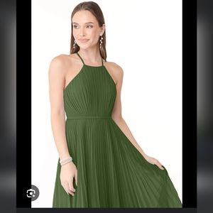Azazie Dasha Bridesmaid Olive Green Midi Dress A12